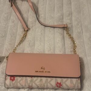Michael Kors Pink Floral Chain Strap Crossbody